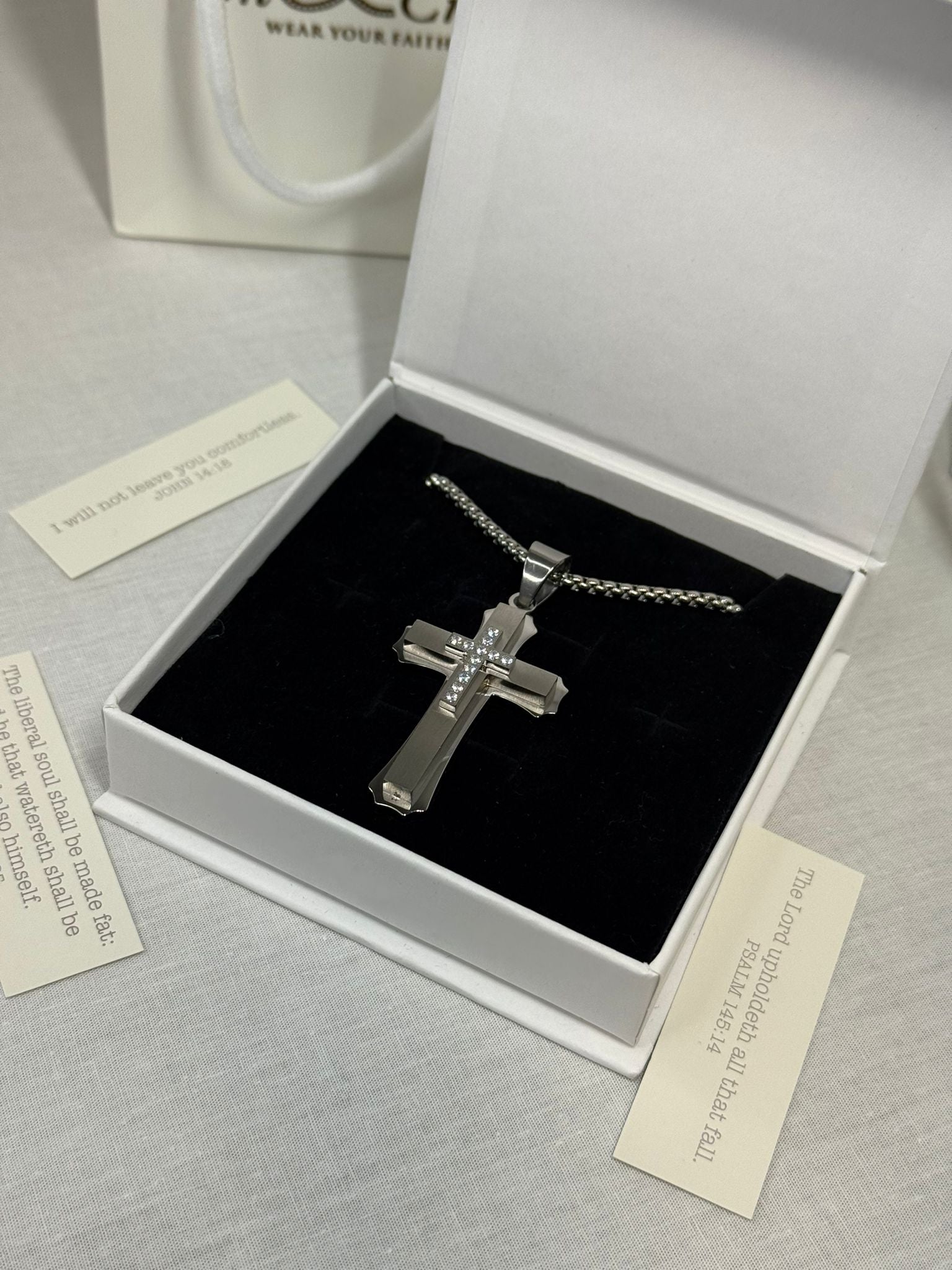 Stainless Steel Multi-Layer Cross Pendant Necklace
