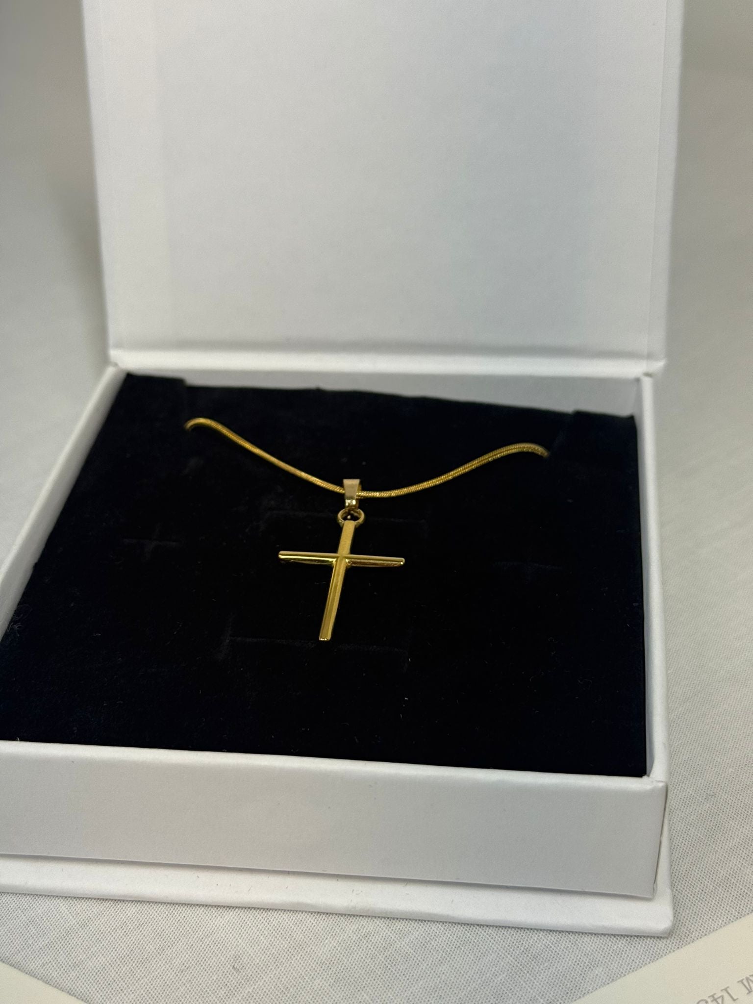 Unisex Golden Stainless Steel Minimalist Smooth Cross Pendant Necklace