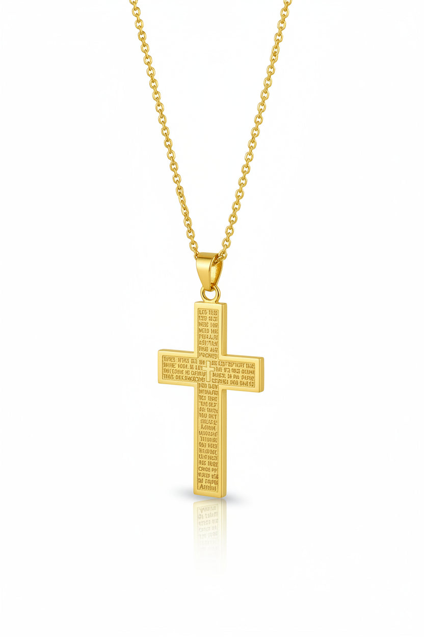 Stainless Steel “Lords Prayer ” Cross Pendant.