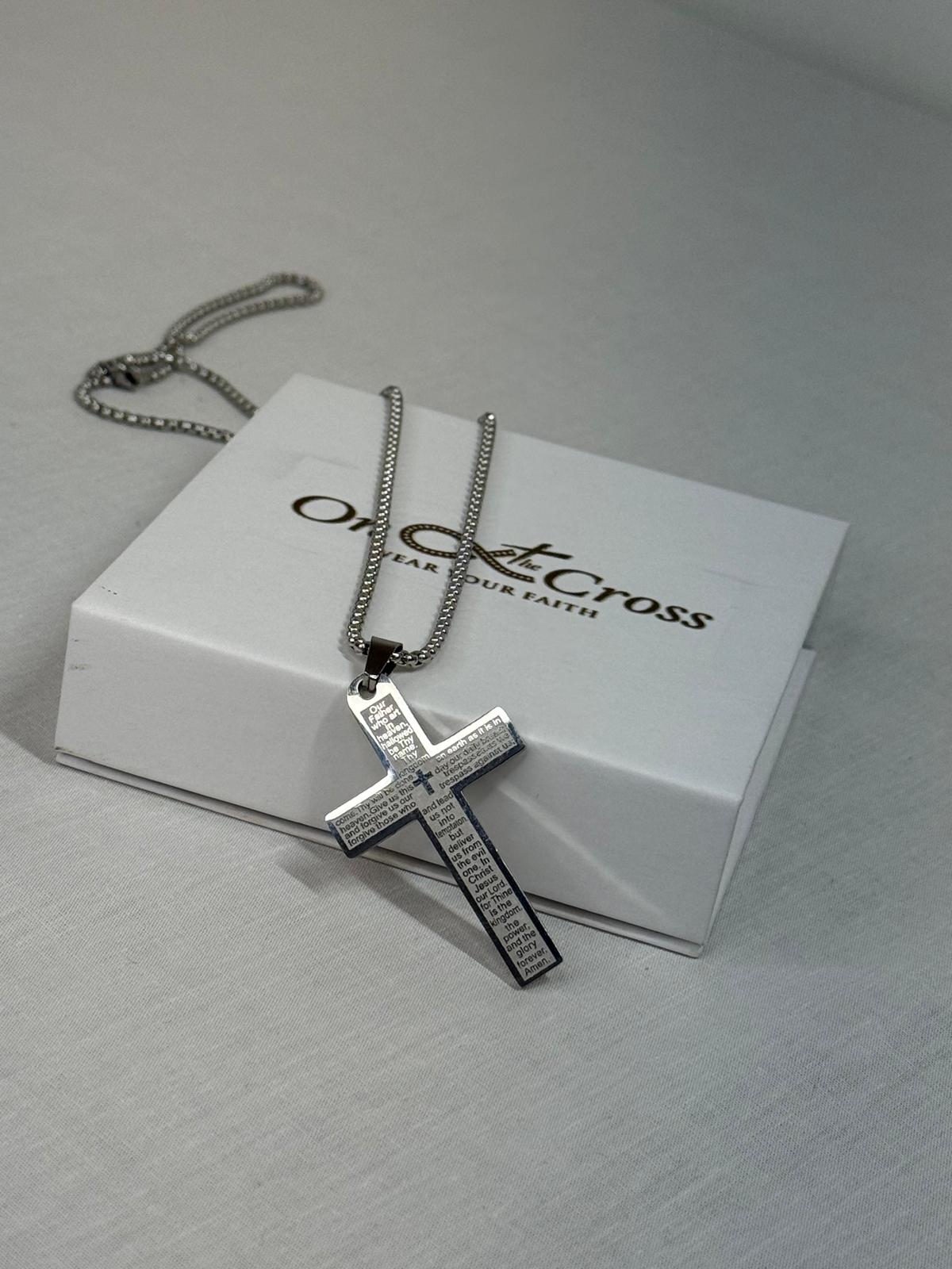 Stainless Steel “Lords Prayer ” Cross Pendant.