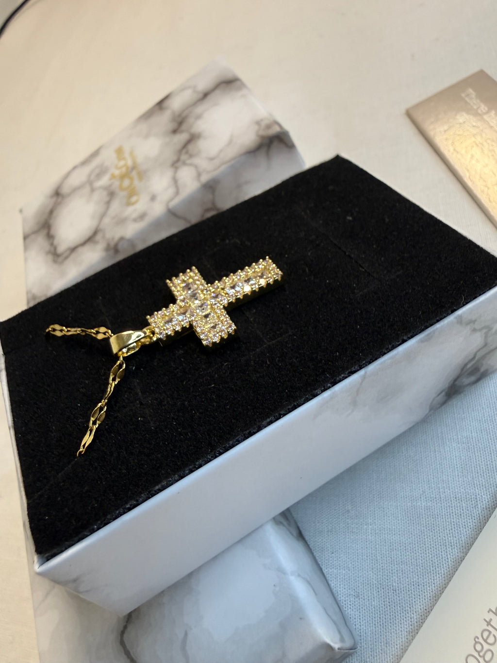 Purple Diamond Cross Pendant Necklace