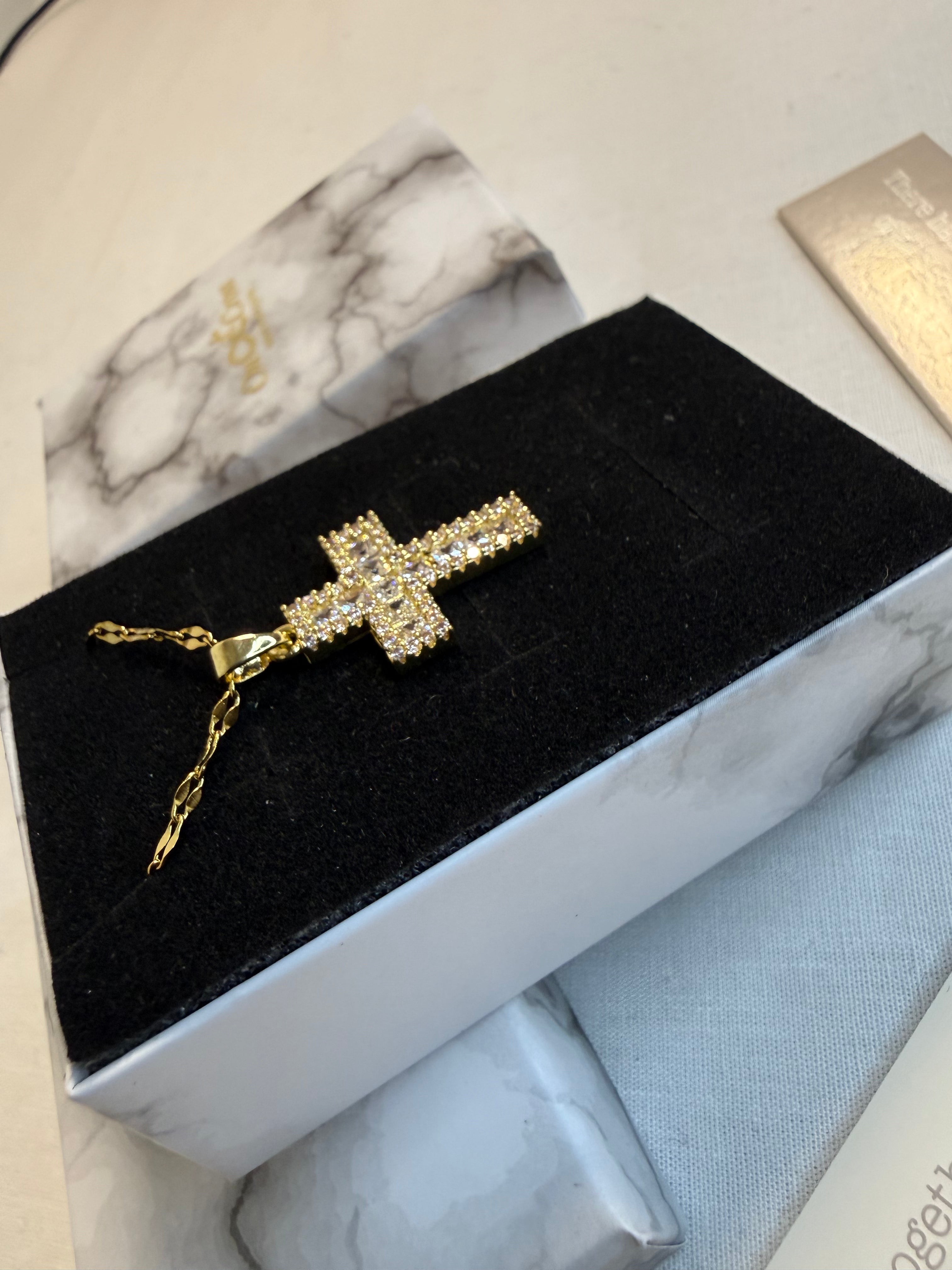 Purple Diamond Cross Pendant Necklace