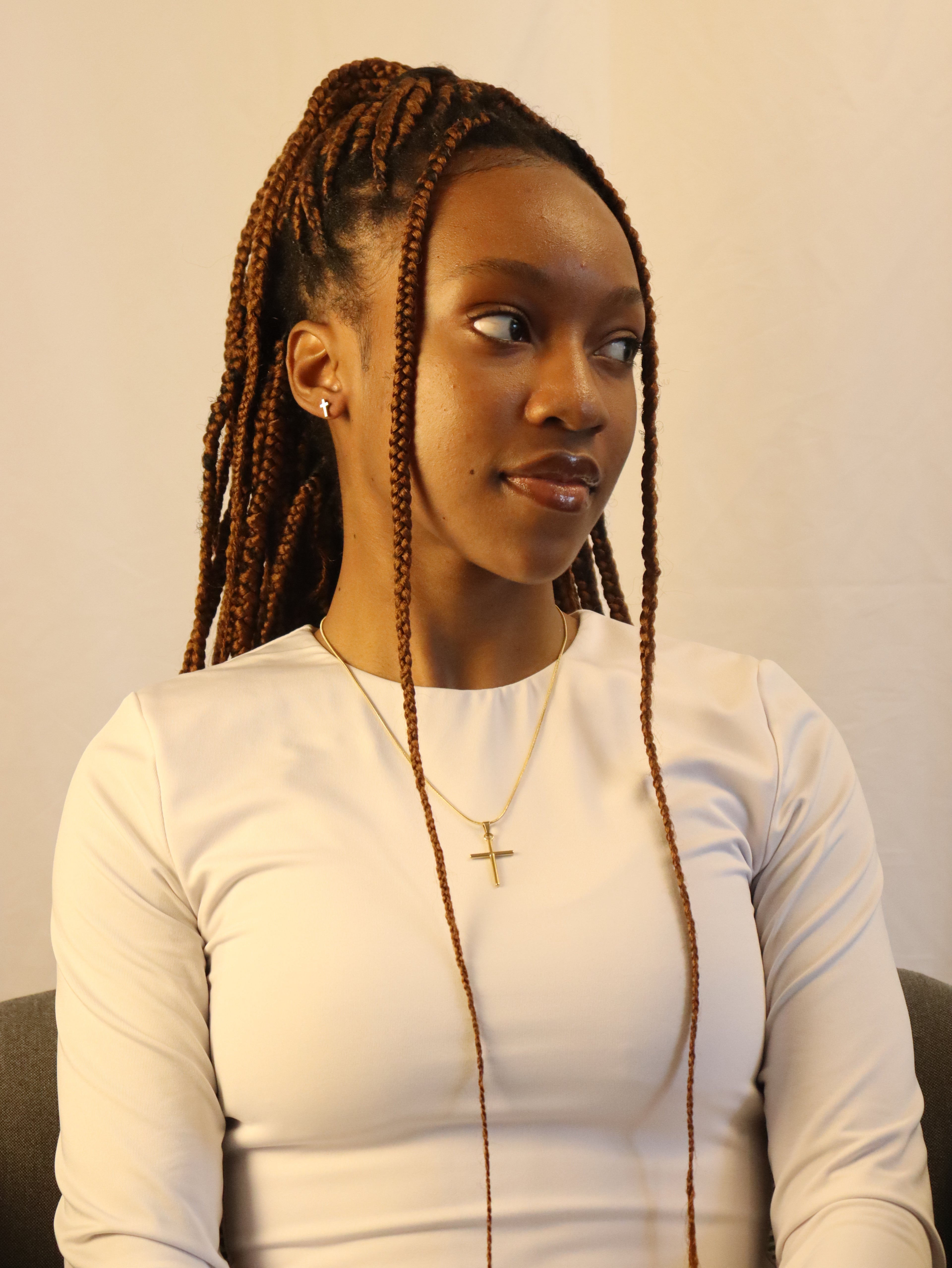 Unisex Golden Stainless Steel Minimalist Smooth Cross Pendant Necklace