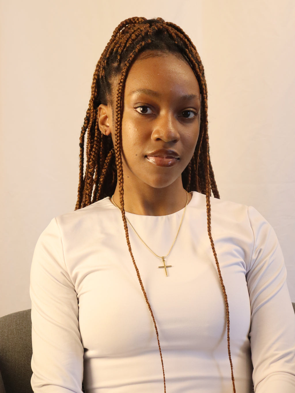 Unisex Golden Stainless Steel Minimalist Smooth Cross Pendant Necklace