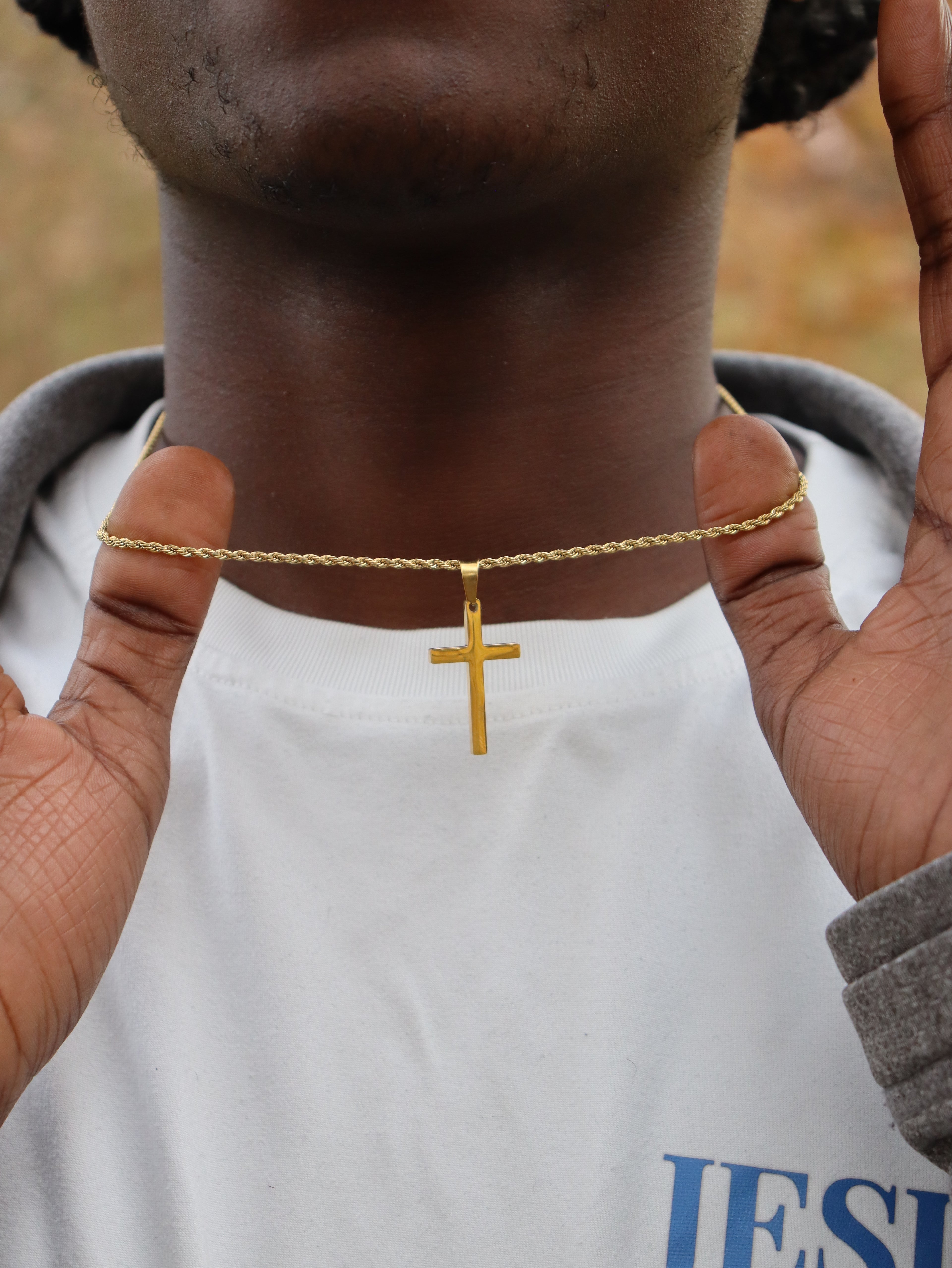 Men’s Stainless Steel Twist Cross Necklaces.