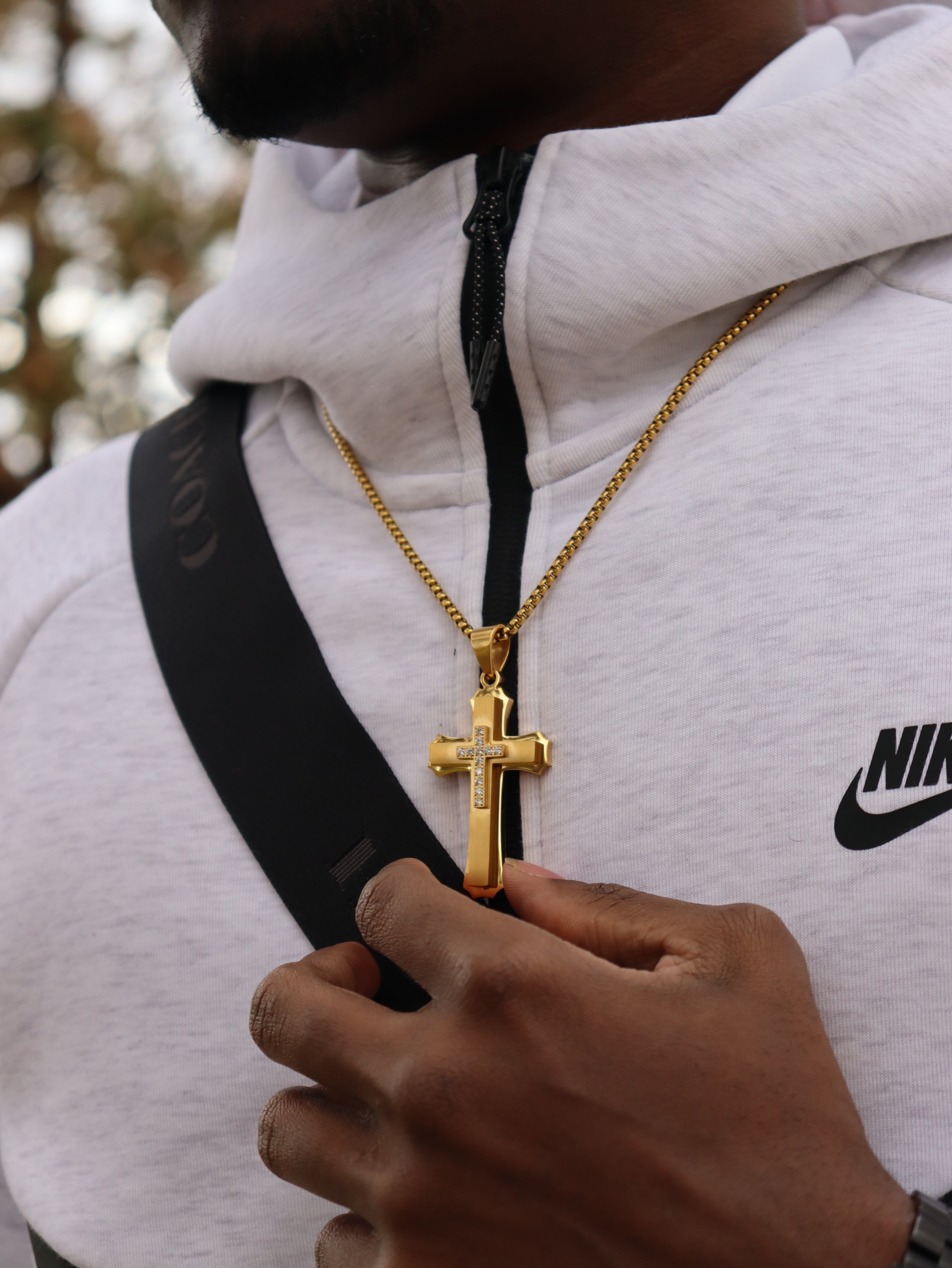 Stainless Steel Multi-Layer Cross Pendant Necklace