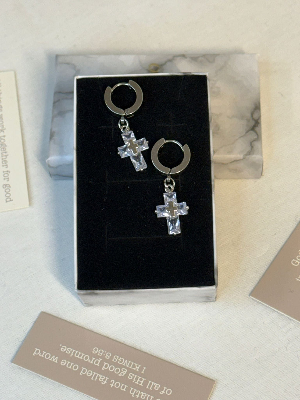 Crystal Cross Hoop Earrings