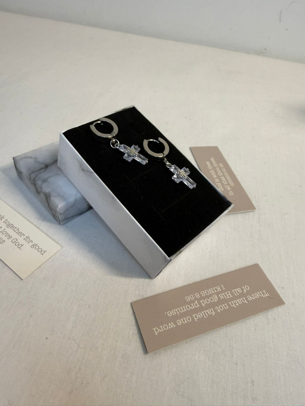 Crystal Cross Hoop Earrings